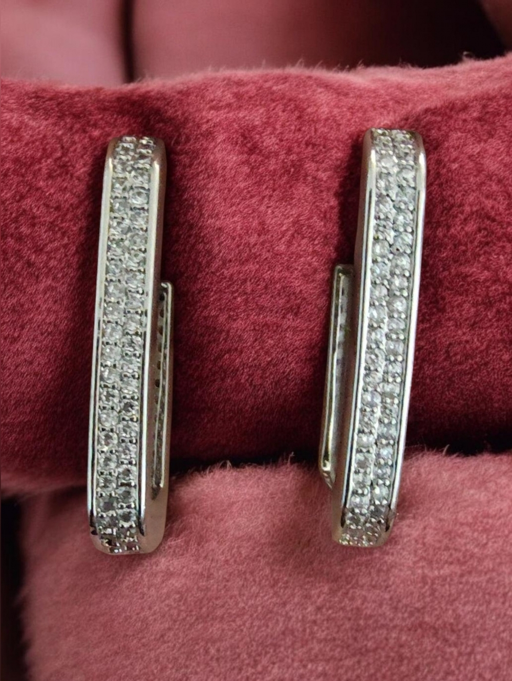 Alexa Rae By Melania Clara Ibiza U-Shaped Pave Crystal Earrings Silver Tone